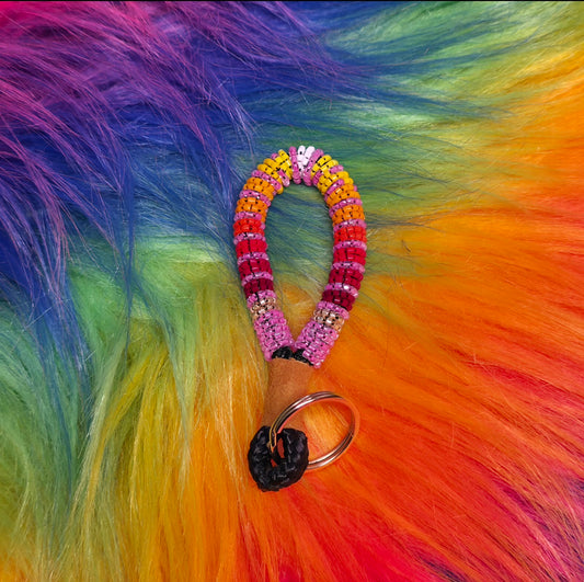 Mini Pink & Gold Fire Tricut Keychain