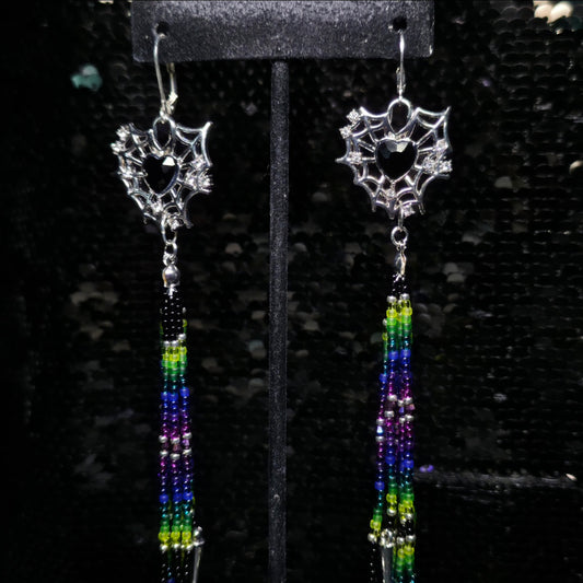 Aurora Borelis Gunmetal Spiderweb Heart