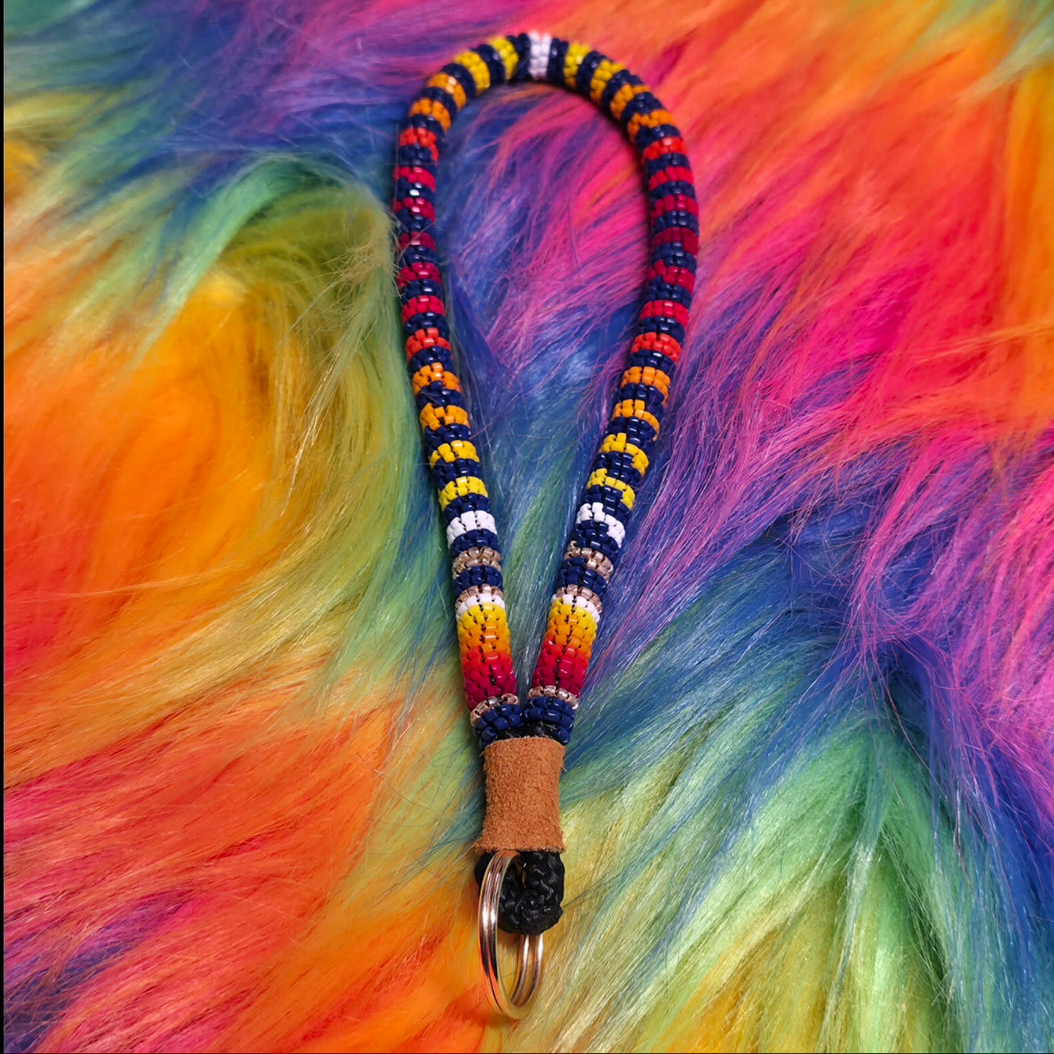 Navy Blue & Gold Fire Tricut Keychain