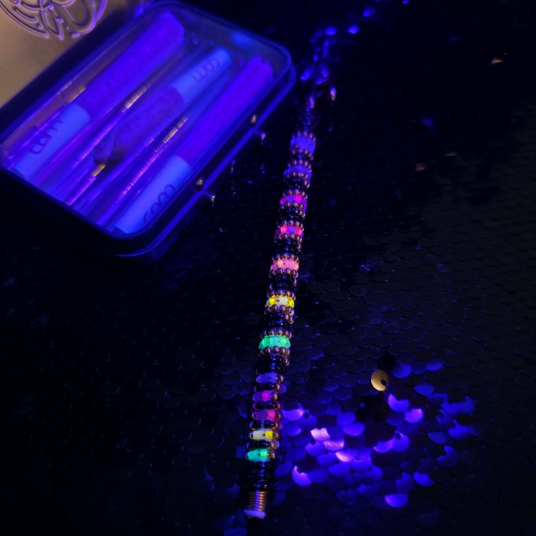 Neon Satin Silk Rainbow Striped Gold Joint Holder