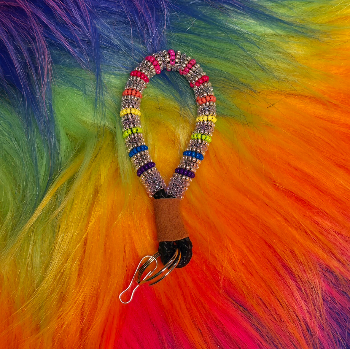 Mini Lavendar & Silver Rainbow Keychain