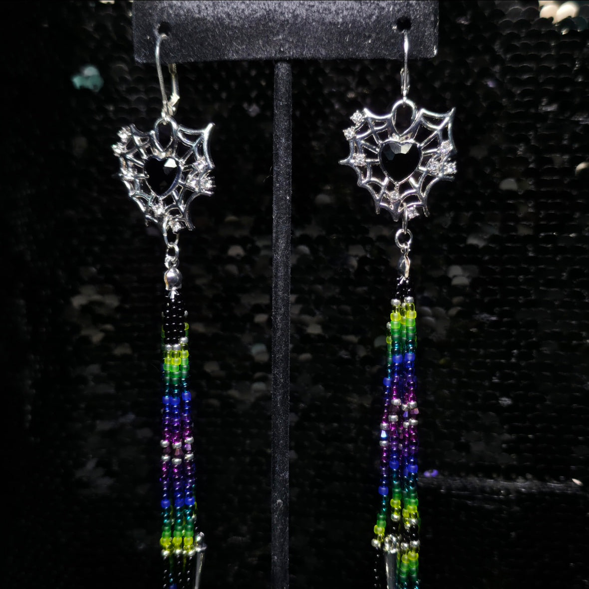Aurora Borelis Gunmetal Spiderweb Heart