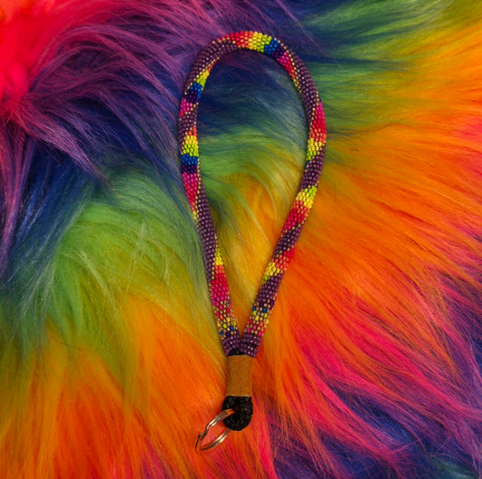 Amethyst & Gold Rainbow Keychain