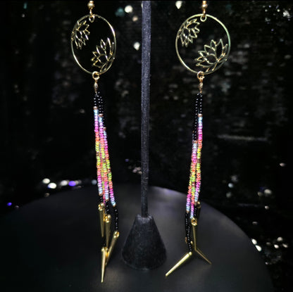 Black/gold neon sunset lotus