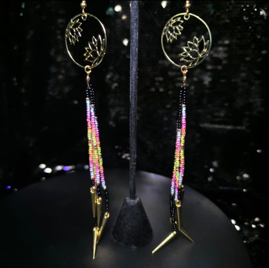 Black/gold neon sunset lotus
